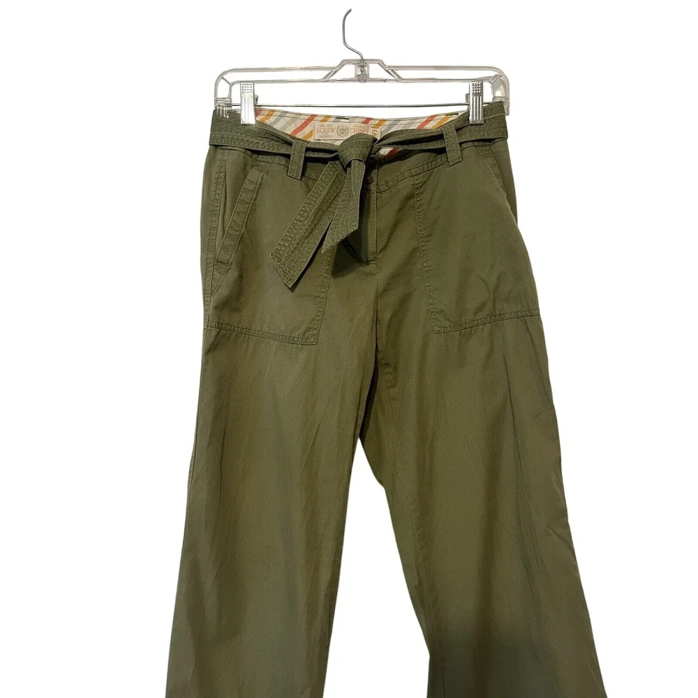 J. Crew Y2K 2000s Low Rise Utility Green Cotton Chino Pants Roll Up Capri Sz‎ 0